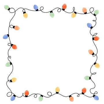 Square shaped decorated frame with garland lights with empty space inside. Stock Illustration