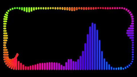 Square shaped digital sound waves on black background. Stock Illustration