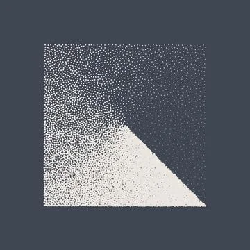 Square shaped dotted object, stipple elements. Fading gradient. Stippling Stockillustratie
