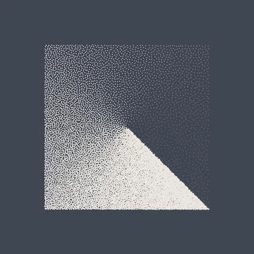 Square shaped dotted object, stipple elements. Fading gradient. Stippling Illustrazione stock