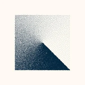 Square shaped dotted object, vintage stipple element. Stippling, dotwork drawing Stock Illustration