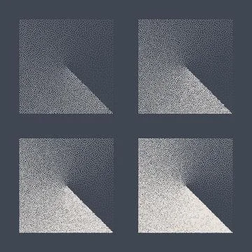 Square shaped dotted objects, stipple elements. Fading gradient. Stippling Stockillustratie