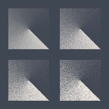 Square shaped dotted objects, stipple elements. Fading gradient. Stippling 스톡 일러스트