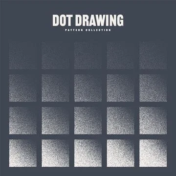 Square shaped dotted objects, stipple elements. Stippling, dotwork drawing Stock Illustration