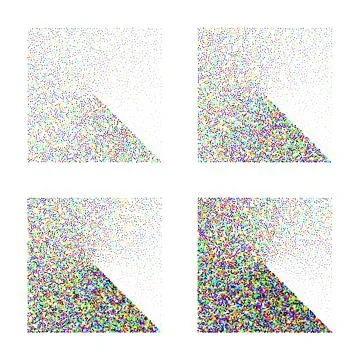 Square shaped dotted objects, stipple elements. Stippling, dotwork drawing Stock Illustration