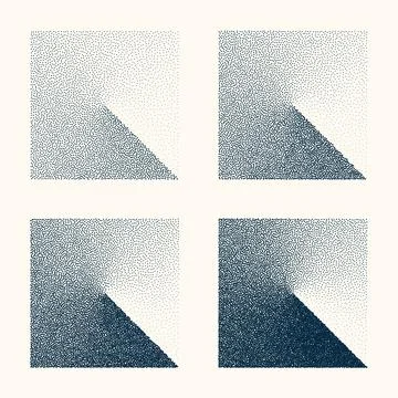 Square shaped dotted objects, vintage stipple elements. Stippling, dotwork 스톡 일러스트