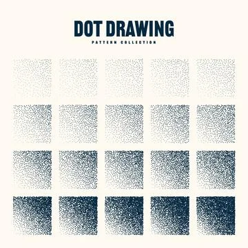 Square shaped dotted objects, vintage stipple elements. Stippling, dotwork 스톡 일러스트