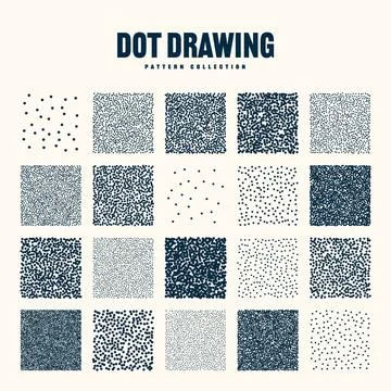 Square shaped dotted objects, vintage stipple elements. Stippling, dotwork Stock Illustration