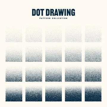 Square shaped dotted objects, vintage stipple elements. Stippling, dotwork 스톡 일러스트
