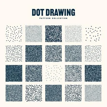 Square shaped dotted objects, vintage stipple elements. Stippling, dotwork 스톡 일러스트