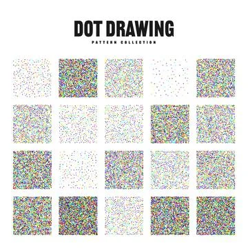 Square shaped dotted objects, vintage stipple elements. Stippling, dotwork Stock Illustration