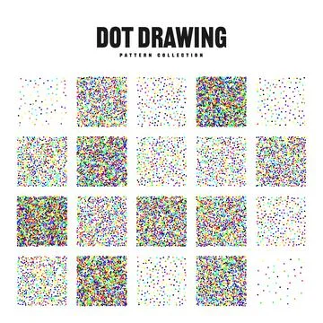 Square shaped dotted objects, vintage stipple elements. Stippling, dotwork 스톡 일러스트