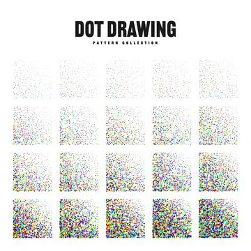 Square shaped dotted objects, vintage stipple elements. Stippling, dotwork 스톡 일러스트