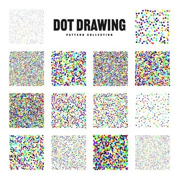 Square shaped dotted objects, vintage stipple elements. Stippling, dotwork Stock Illustration