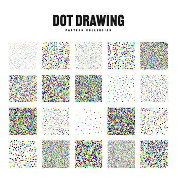 Square shaped dotted objects, vintage stipple elements. Stippling, dotwork Stockillustratie