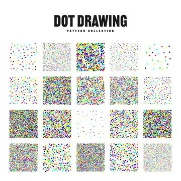 Square shaped dotted objects, vintage stipple elements. Stippling, dotwork Stock Illustration