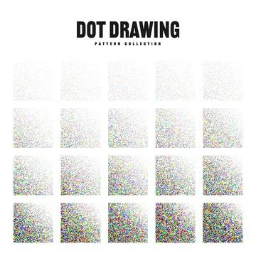 Square shaped dotted objects, vintage stipple elements. Stippling, dotwork 库存插图