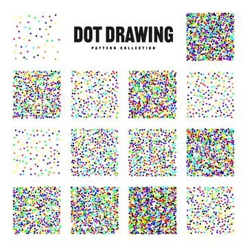 Square shaped dotted objects, vintage stipple elements. Stippling, dotwork Stock Illustration