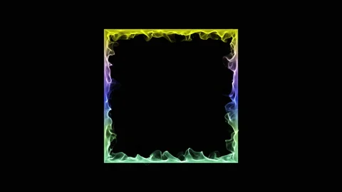 Square shaped frame. Yellow 3d square made of waves, dots, particles blend Stock Footage 229982265