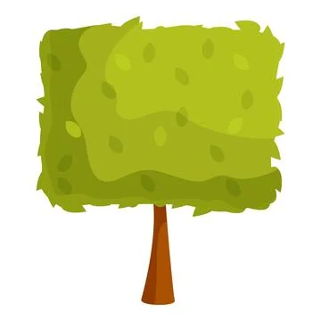 Square shaped green tree growing with lush foliage Illustrazione stock