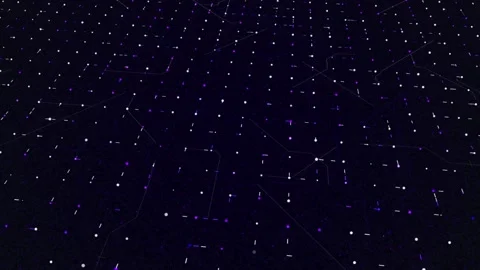 Square shaped grid with running tiny particles on a dark background, seamless Video stock 165783620
