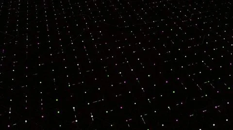 Square shaped grid with running tiny particles on a dark background, seamless Stock Illustration