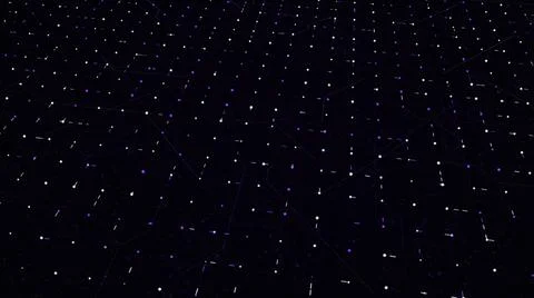 Square shaped grid with running tiny particles on a dark background, seamless Stock Illustration