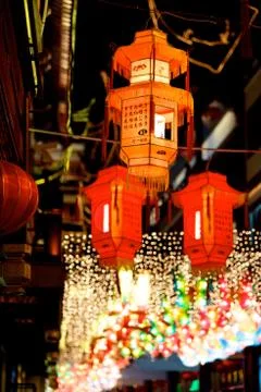Square shaped lanterns Stock Photos