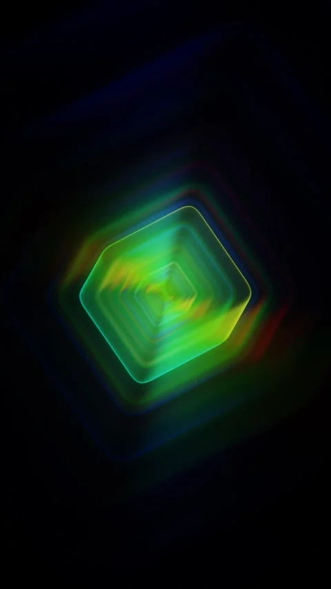 A square shaped object with a green and blue center Video stock 309927734