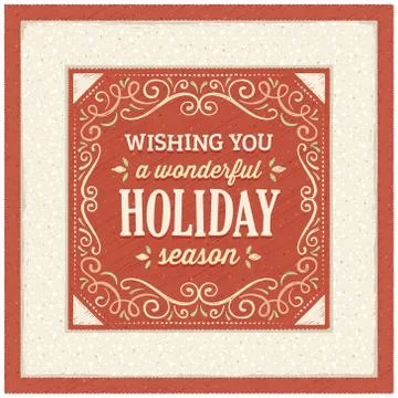 Square Shaped Red and Beige Christmas Card Illustrazione stock