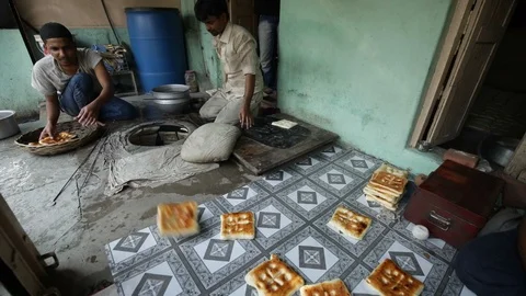 Square shaped traditional Indian bread Stock Footage 88119252