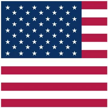 Square shaped US flag isolated on white background Stock Illustration