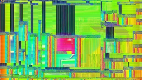 Square shapes abstract movements, pixels art collage film, problems on screen Video stock 126951450