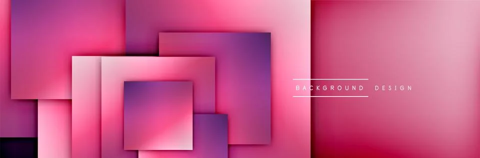 Square shapes composition geometric abstract background. 3D shadow effects and Illustrazione stock