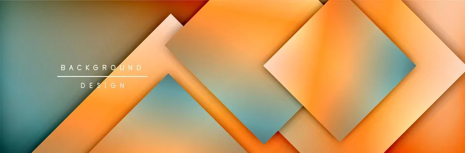 Square shapes composition geometric abstract background. 3D shadow effects and Illustrazione stock