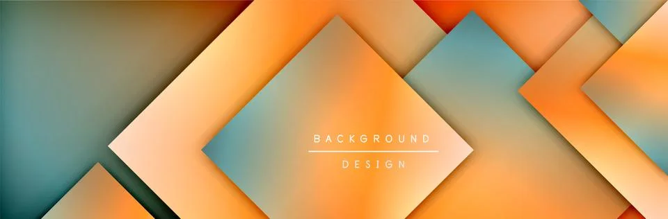 Square shapes composition geometric abstract background. 3D shadow effects and Illustrazione stock
