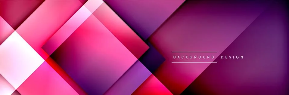 Square shapes composition geometric abstract background. 3D shadow effects and Illustrazione stock