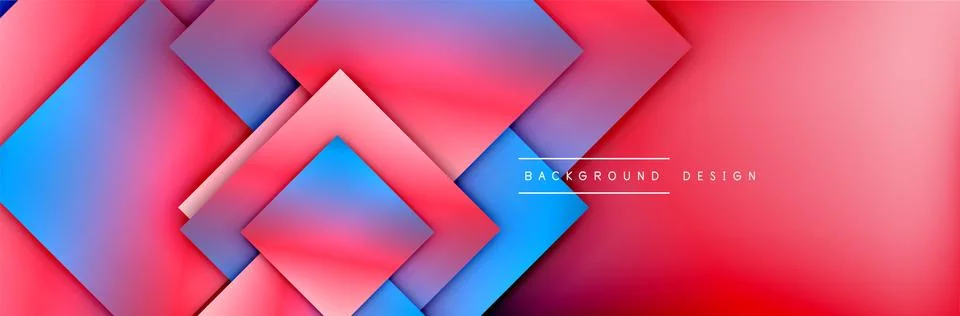 Square shapes composition geometric abstract background. 3D shadow effects and Illustrazione stock