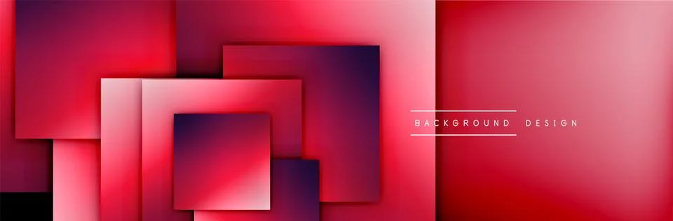 Square shapes composition geometric abstract background. 3D shadow effects and Illustrazione stock
