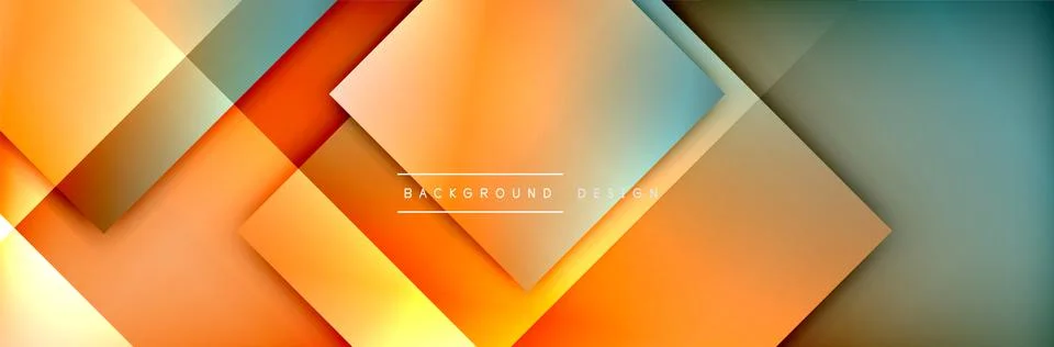 Square shapes composition geometric abstract background. 3D shadow effects and Stock Illustration