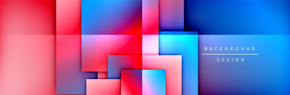 Square shapes composition geometric abstract background. 3D shadow effects and Illustrazione stock