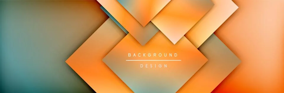 Square shapes composition geometric abstract background. 3D shadow effects and Illustrazione stock