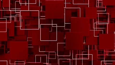 Square Shapes Motion Graphic Background Red Video stock 201126707