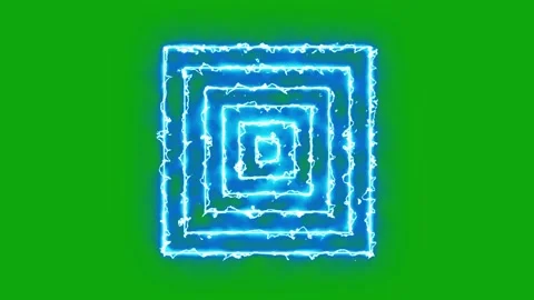 Square shapes pattern with lightning energy sparks effect on green background Stock Footage 321064419