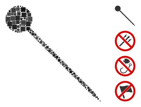 Square Sharp Pin Icon Vector Mosaic イラスト素材