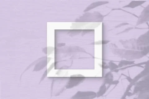 The square sheet of white textured paper on the lilac wall background. Mockup Stock Illustration