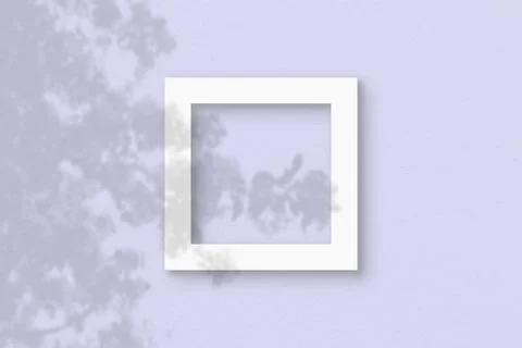 The square sheet of white textured paper on the lilac wall background. Mockup Stock-Illustration