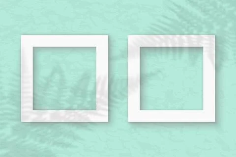 The square sheet of white textured paper on the green wall background. Mockup Stock Illustration