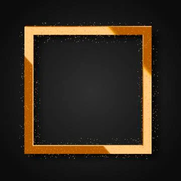 Square shiny gold frame with sparkles for your design, poster or greeting card. Stock Illustration