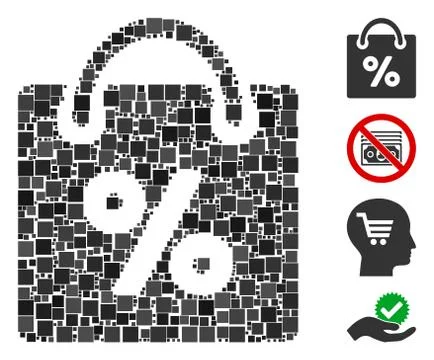 Square Shopping Discount Icon Vector Mosaic Stock Illustration